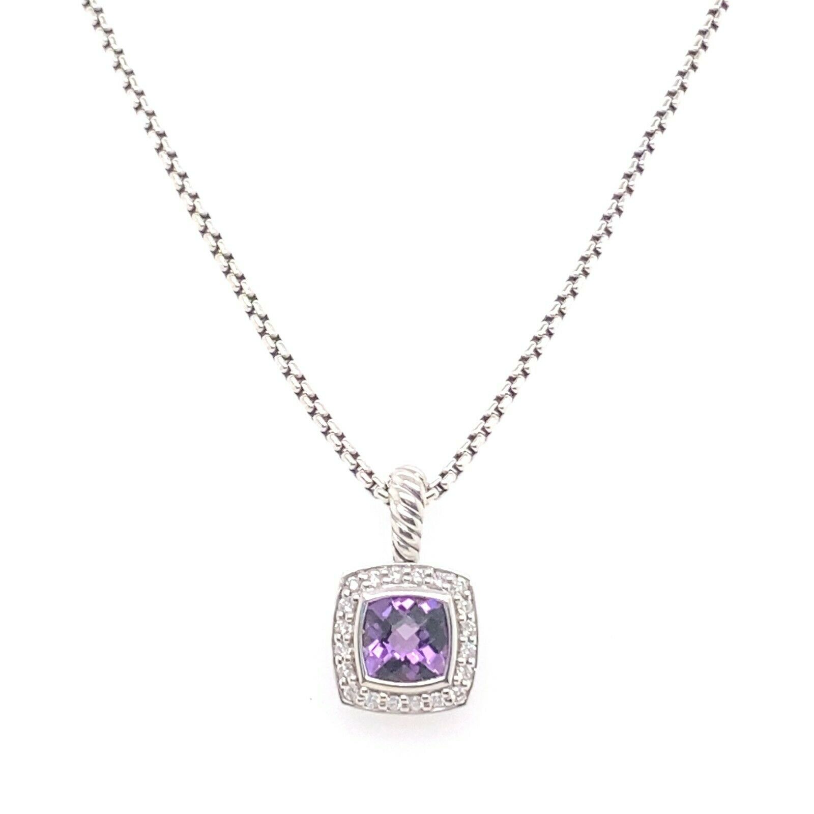 David Yurman Petite Albion Pendant Necklace with Amethyst and Diamonds SS