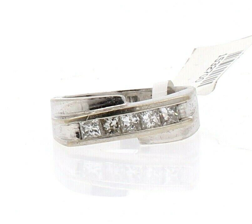 Fine Estate 14k White Gold 1ct Princess Cut Diamond  Men's Ring 10.4g Size 8.5