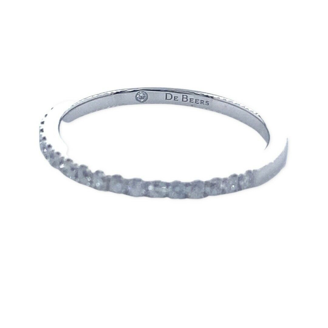 De Beers Platinum Diamond Classic Half Eternity Wedding Band Ring