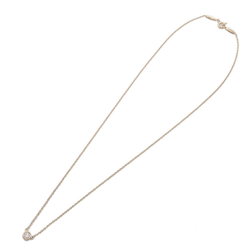 Auth TiffanyCo. By the Yard 1P Diamond Necklace 0.14ct Yellow Gold Used F/S