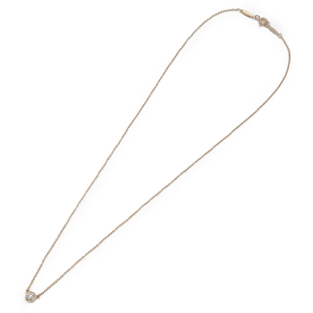 Auth TiffanyCo. By the Yard 1P Diamond Necklace 0.14ct K18 Yellow Gold Used F/S