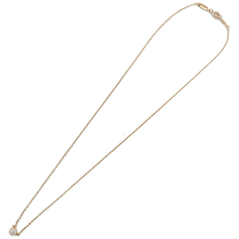 Auth TiffanyCo. By the Yard 1P Diamond Necklace 0.14ct K18 Yellow Gold Used F/S
