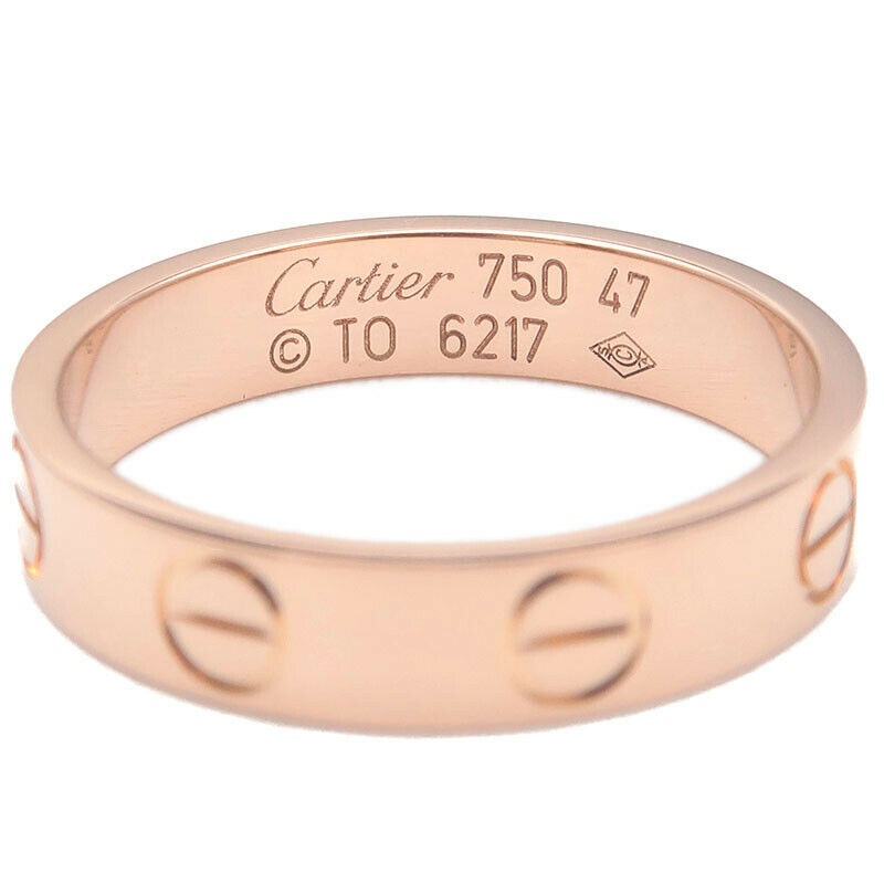 Authentic Cartier Mini Love Ring K18 750 Rose Gold #47 US4-4.5 HK9