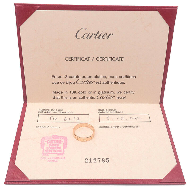 Authentic Cartier Mini Love Ring K18 750 Rose Gold #47 US4-4.5 HK9