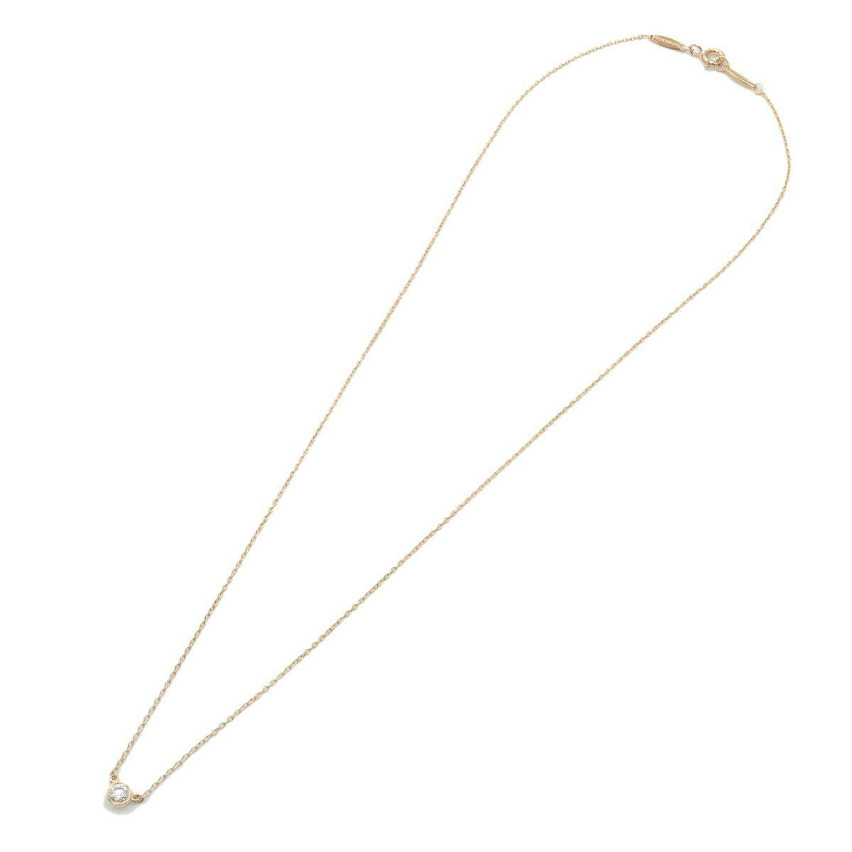 Auth TiffanyCo. By the Yard 1P Diamond Necklace 0.14ct K18 Yellow Gold Used F/S