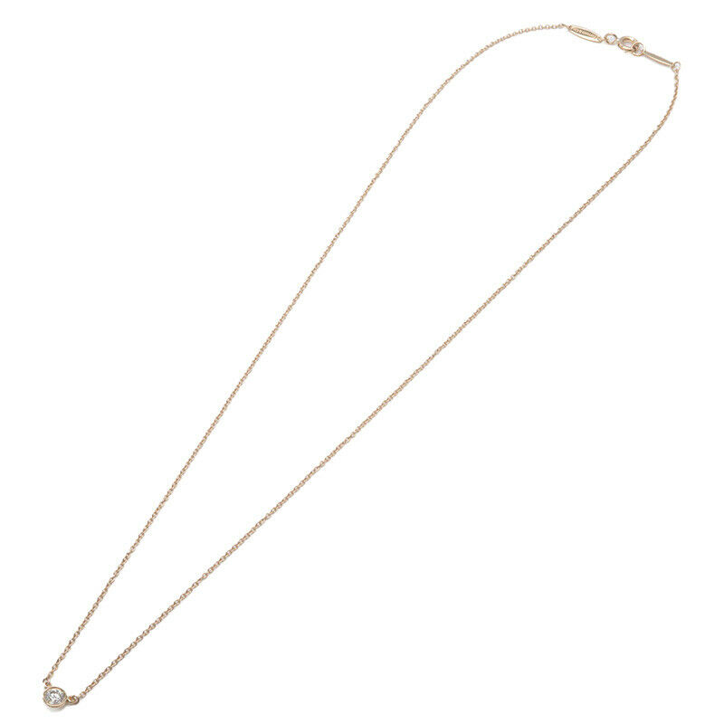Auth TiffanyCo. By the Yard 1P Diamond Necklace 0.14ct Yellow Gold Used F/S