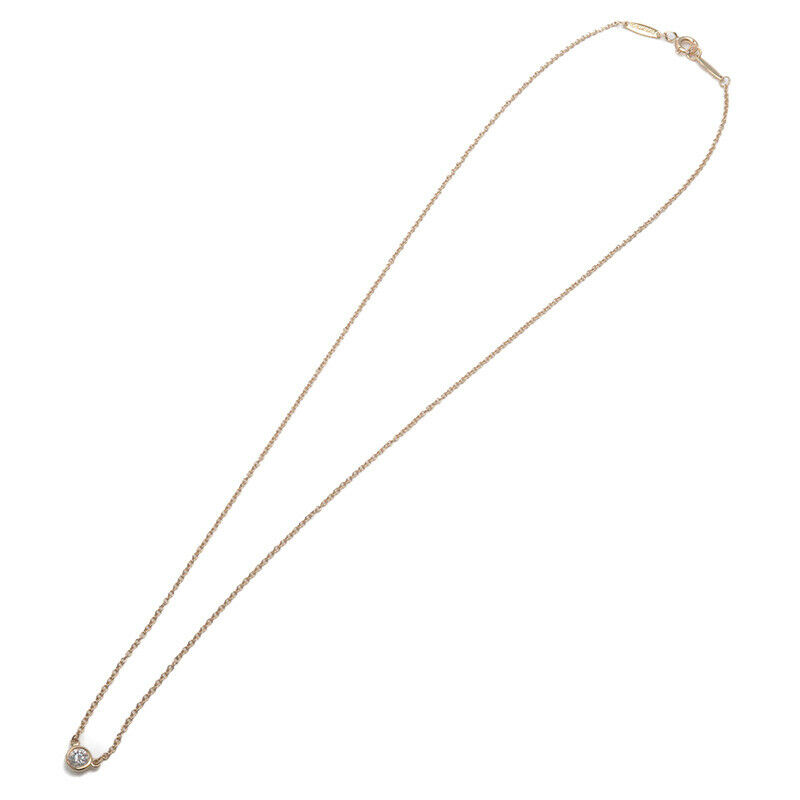 Auth TiffanyCo. By the Yard 1P Diamond Necklace 0.14ct Yellow Gold Used F/S