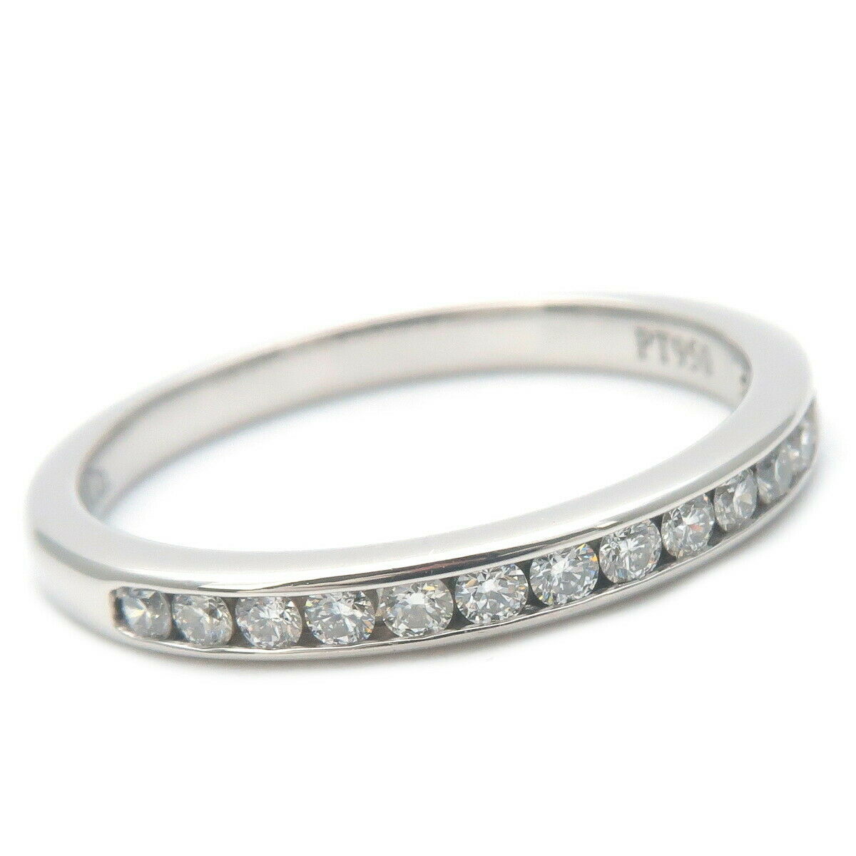 Auth TiffanyCo. Half Circle Channel-set Diamond Ring Platinum US4.5 Used F/S