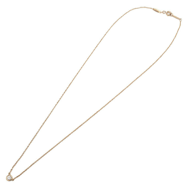 Auth TiffanyCo. By the Yard 1P Diamond Necklace 0.14ct Yellow Gold Used F/S