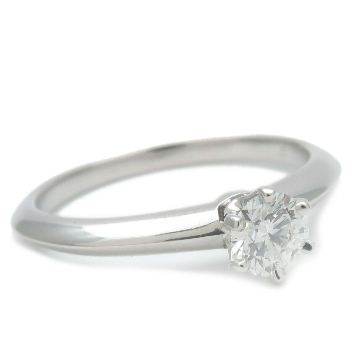 Auth TiffanyCo. Solitaire Diamond Ring 0.31ct Platinum US5.5 EU50.5 Used F/S