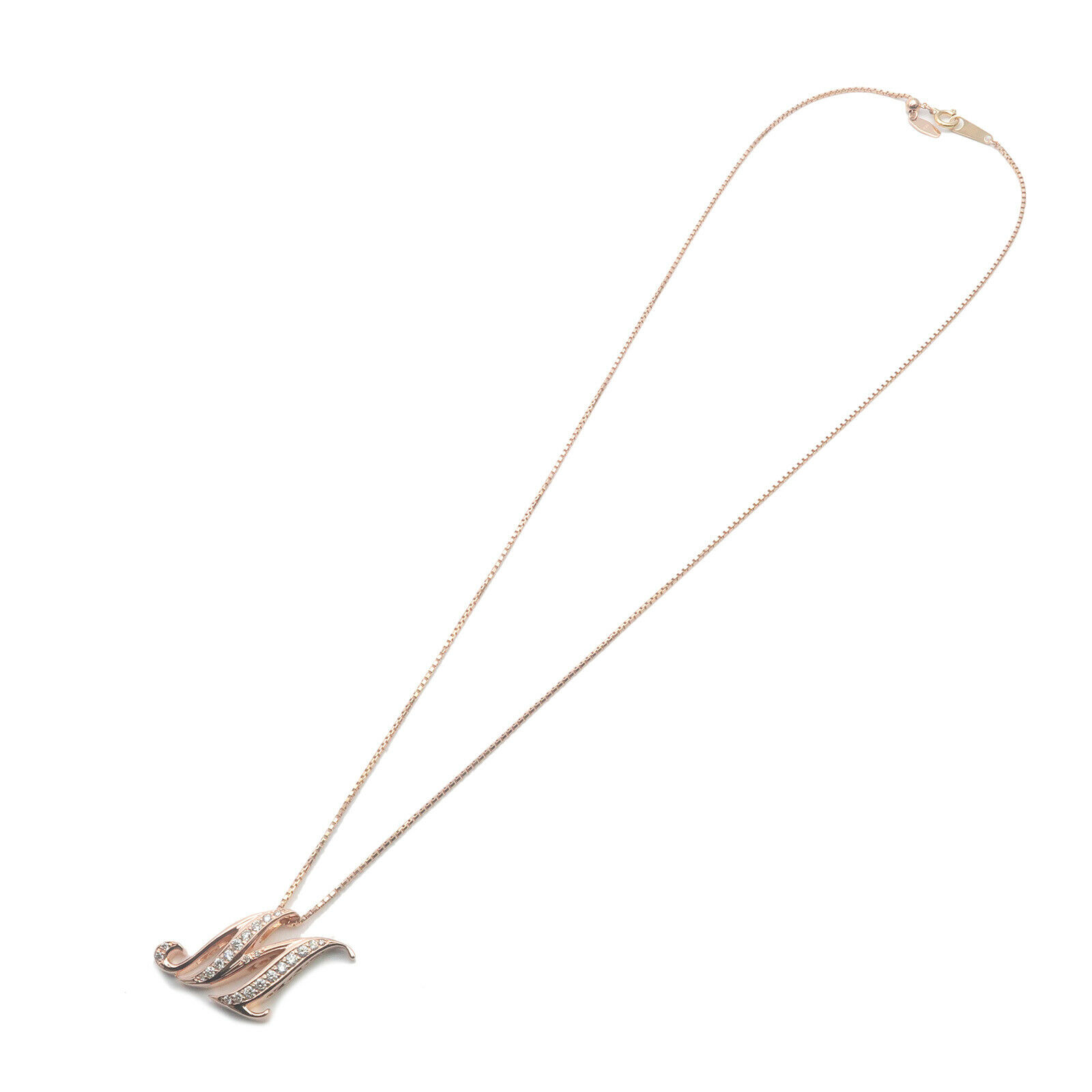 Auth NOMBRE ALPHA Initial "M" Diamond Necklace Small 0.40ct Rose Gold Used F/S