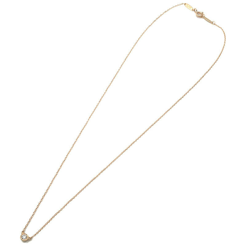 Auth Tiffany&Co. By the Yard 1P Diamond Necklace 0.14ct K18 Yellow Gold Used F/S