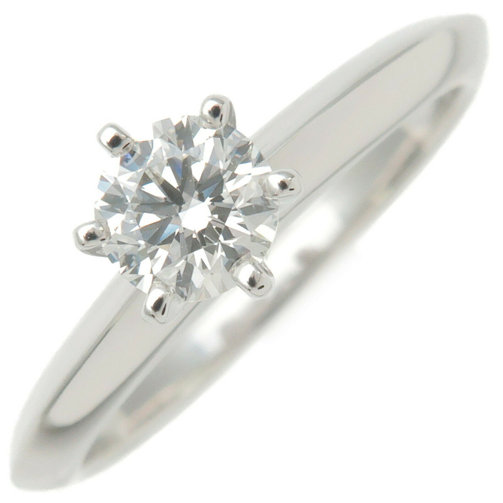 Auth TiffanyCo. Solitaire Diamond Ring 0.31ct Platinum US4 HK8.5 EU47 Used F/S