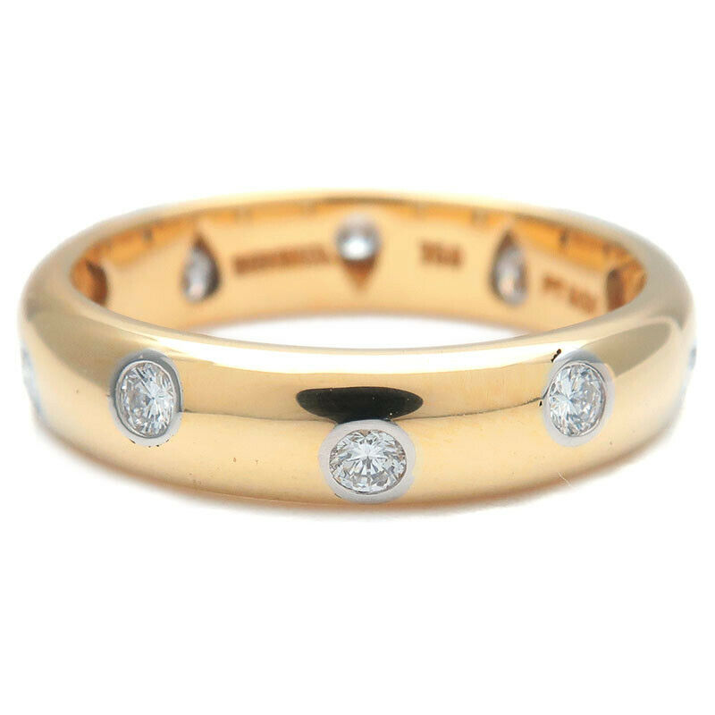 Auth TiffanyCo. Dots Ring 10P Diamond 750YG PT950 Yellow Gold US4.5 Used F/S