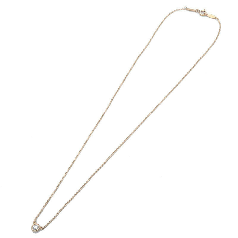 Auth Tiffany&Co. By the Yard 1P Diamond Necklace 0.14ct Yellow Gold Used F/S