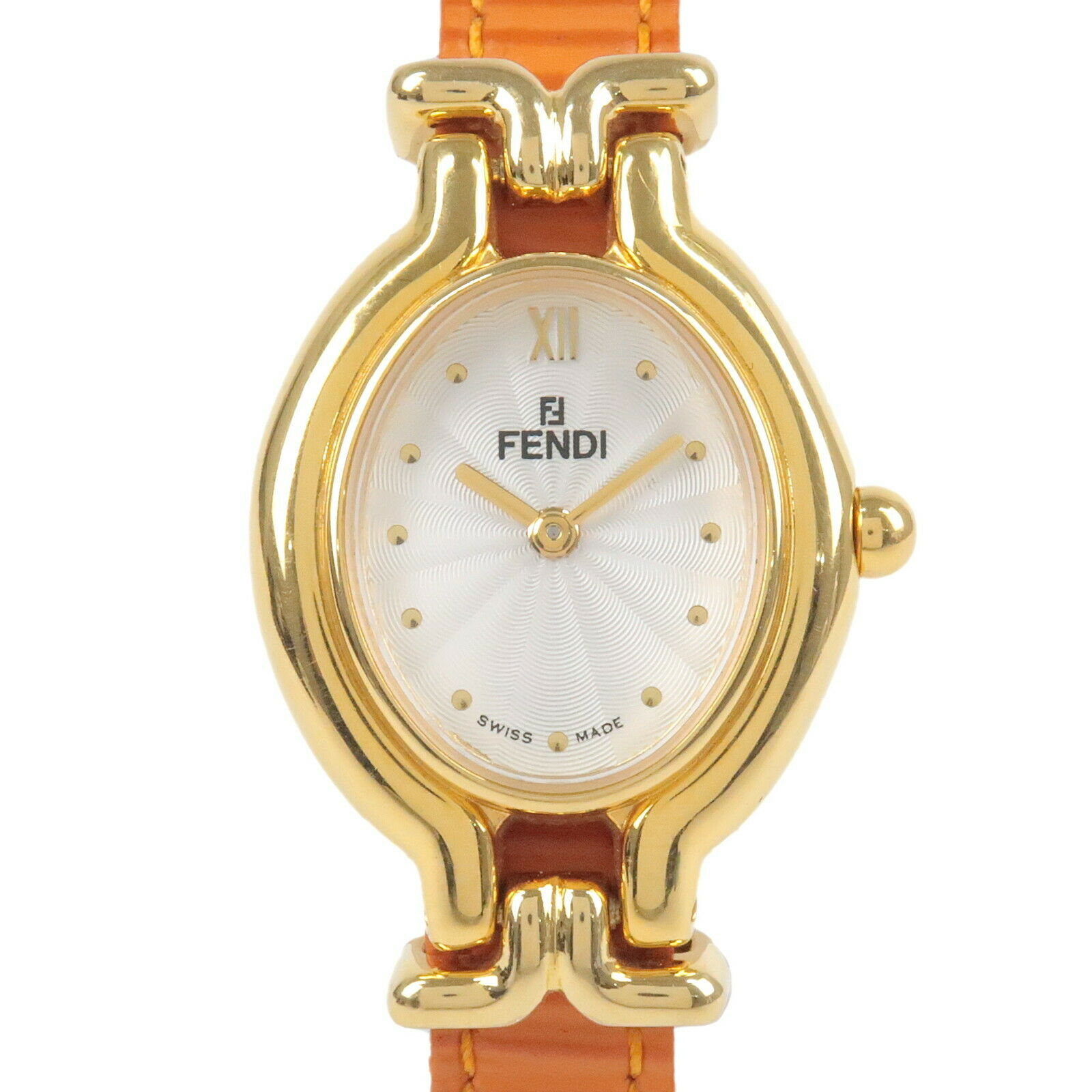 Auth FENDI Chameleon Watch Ladies Changeable Leather Belt Quartz 640L Used F/S