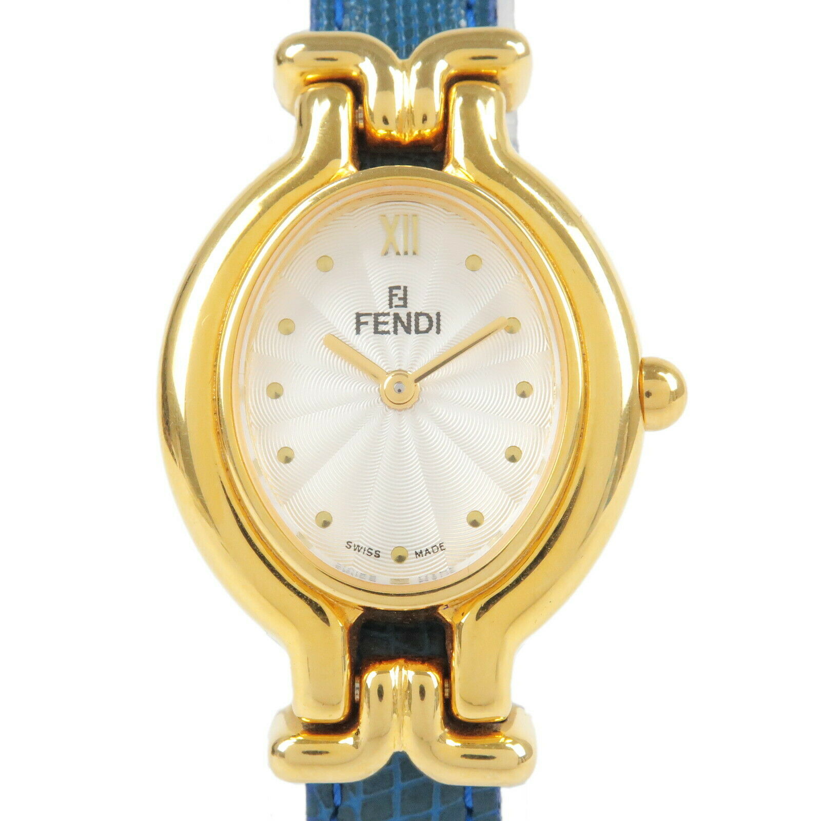 Auth FENDI Chameleon Watch Ladies Changeable Leather Belt Quartz 640L Used F/S