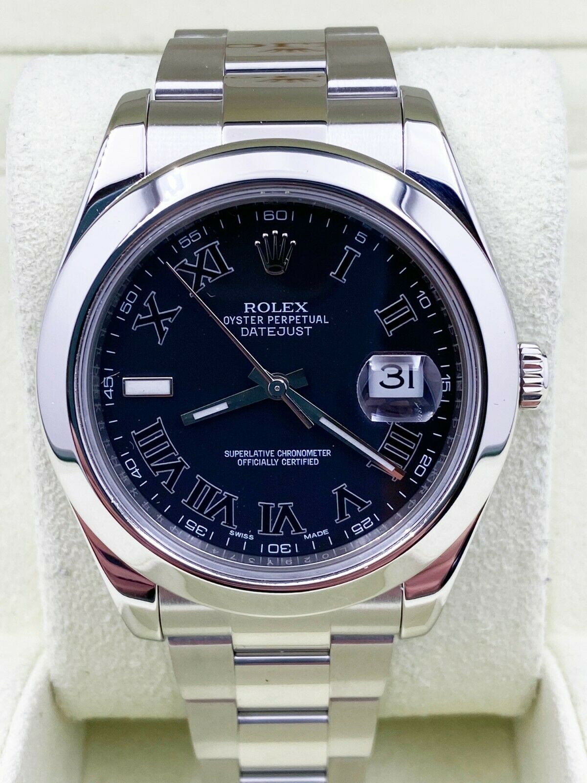 Rolex Datejust 41  Black Roman Dial Stainless Steel