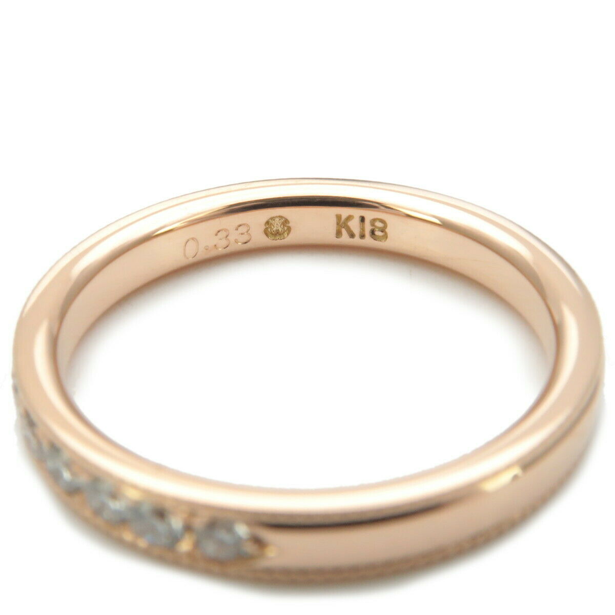 Auth MONNICKENDAM Half Eternity Diamond Ring 0.33ct Rose Gold US5-5.5 Used F/S