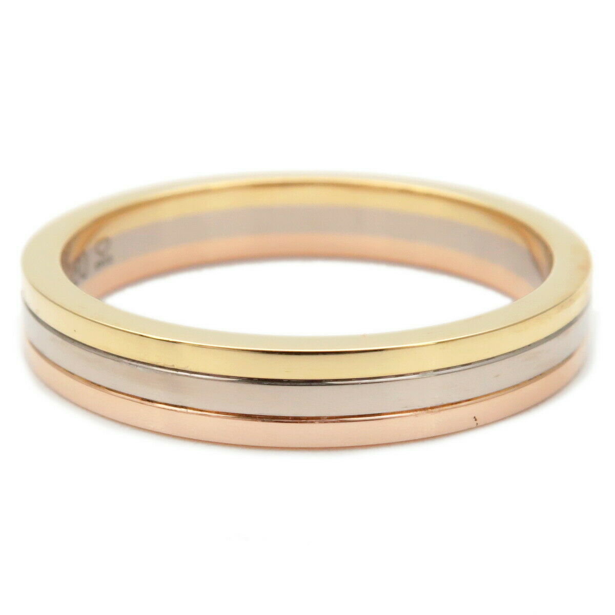 Auth Cartier Three Color Ring K18 750 YG/WG/PG #56 US7.5-8 HK17 EU56.5 Used F/S