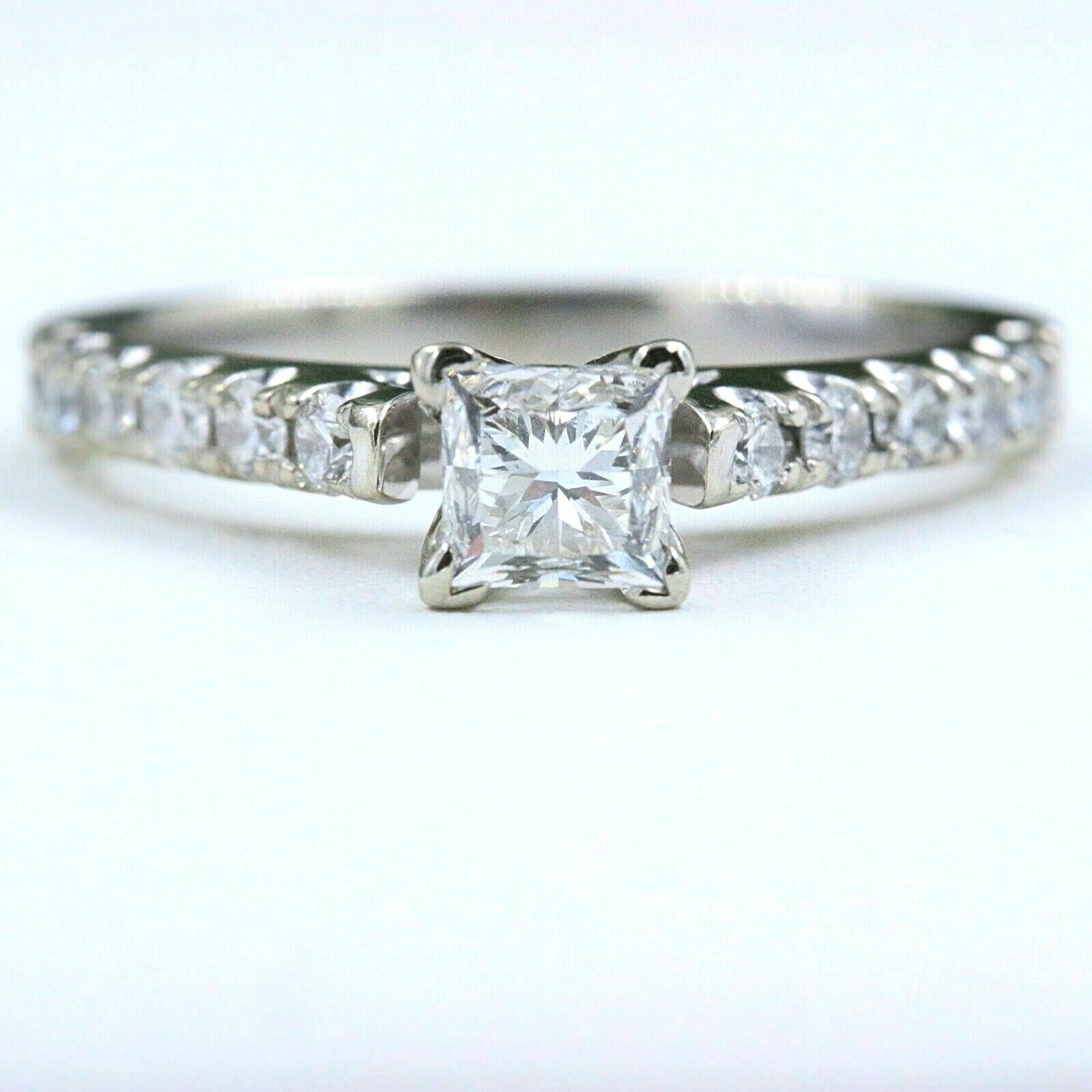 Princess Diamond Engagement Ring with Diamond Band 1.00 tcw 14k White Gold