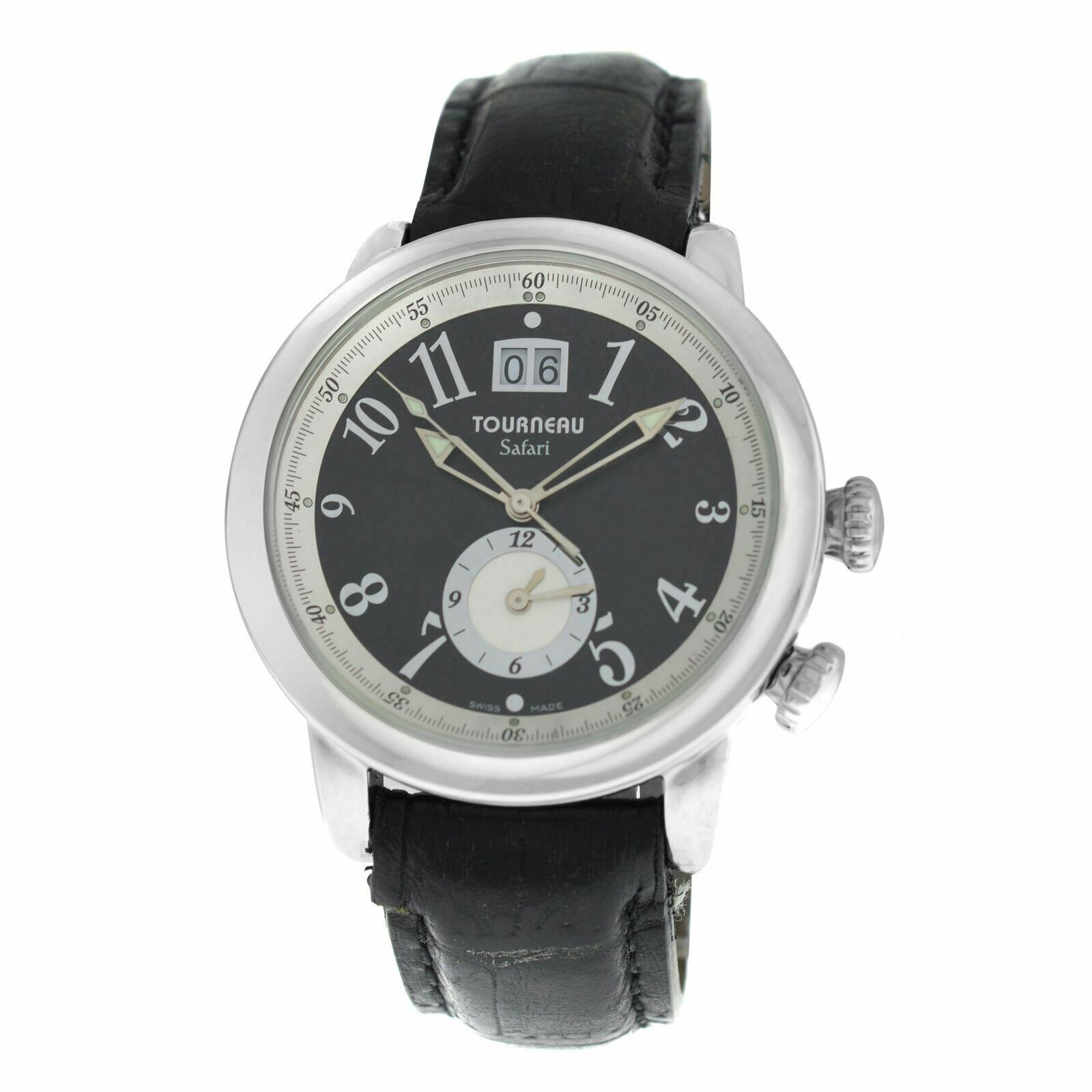 Men's Tourneau Safari S35010 Dual Time Zone 43MM Quartz Date Watch