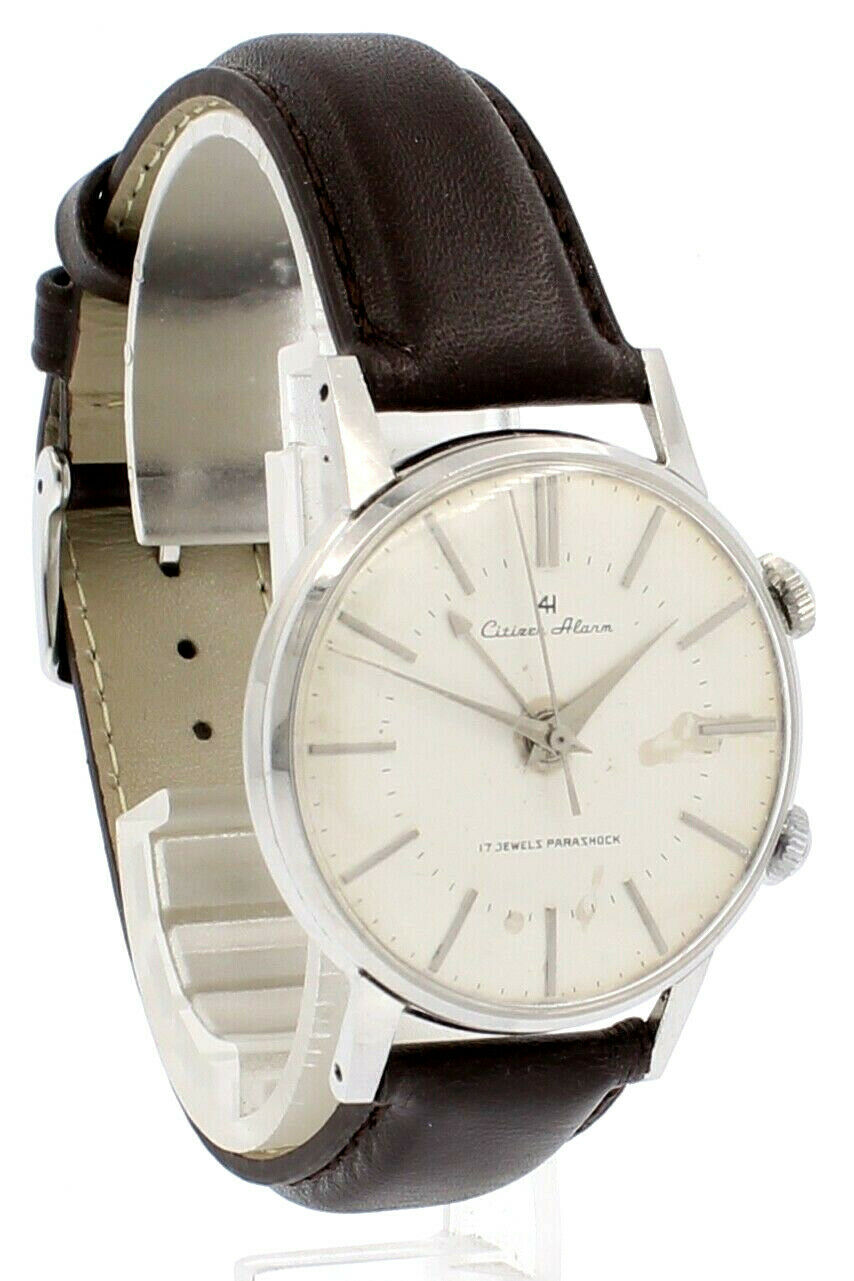 Vintage 1960'S CITIZEN PARASHOCK 41 Alarm Date Steel 36mm Men's