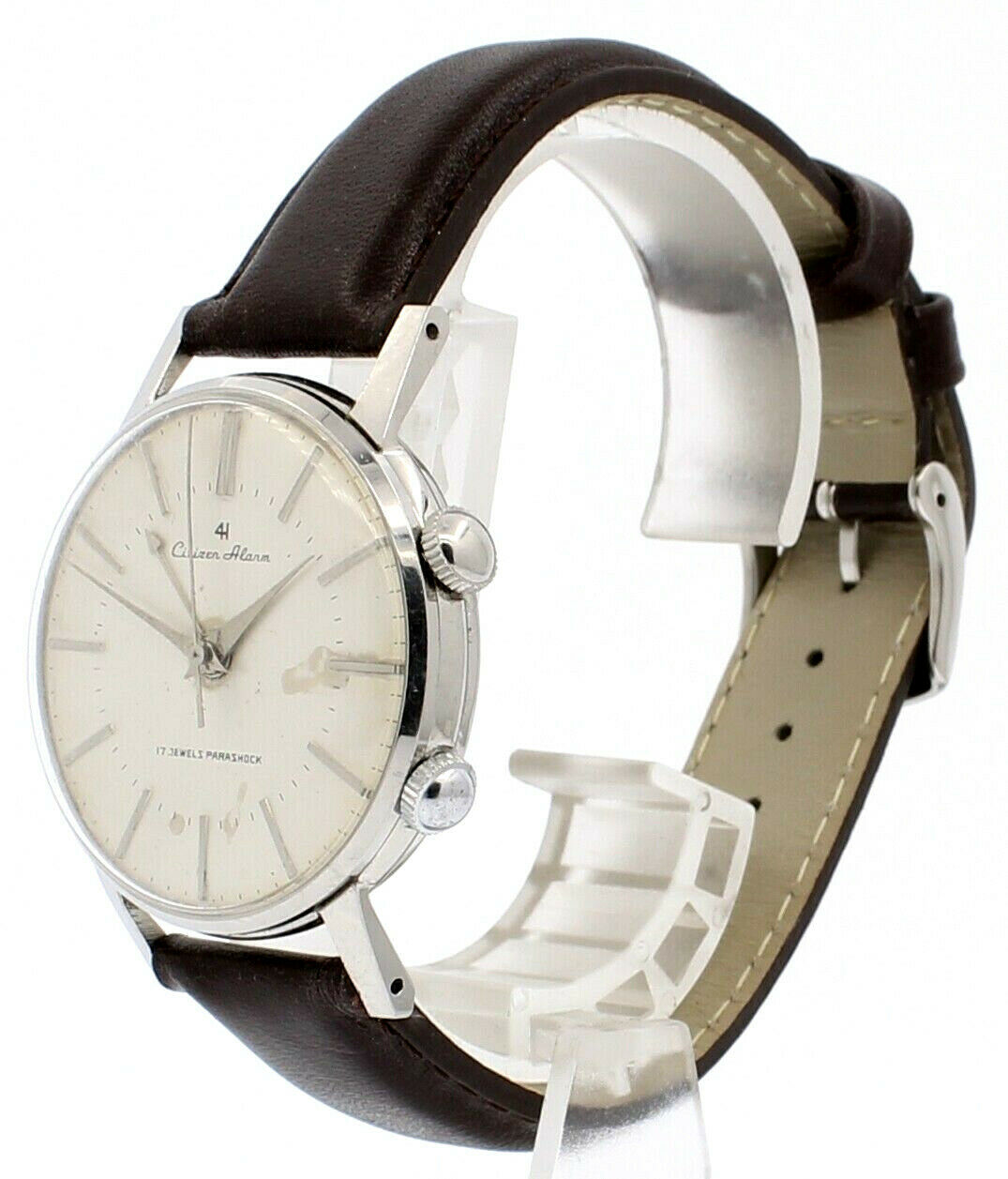 Vintage 1960'S CITIZEN PARASHOCK 41 Alarm Date Steel 36mm Men's