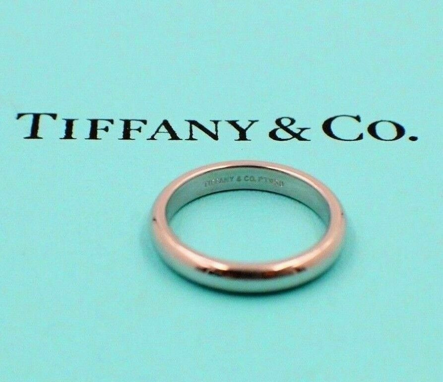 Tiffany  Co Lucida Platinum Wedding Band Ring 3mm wide