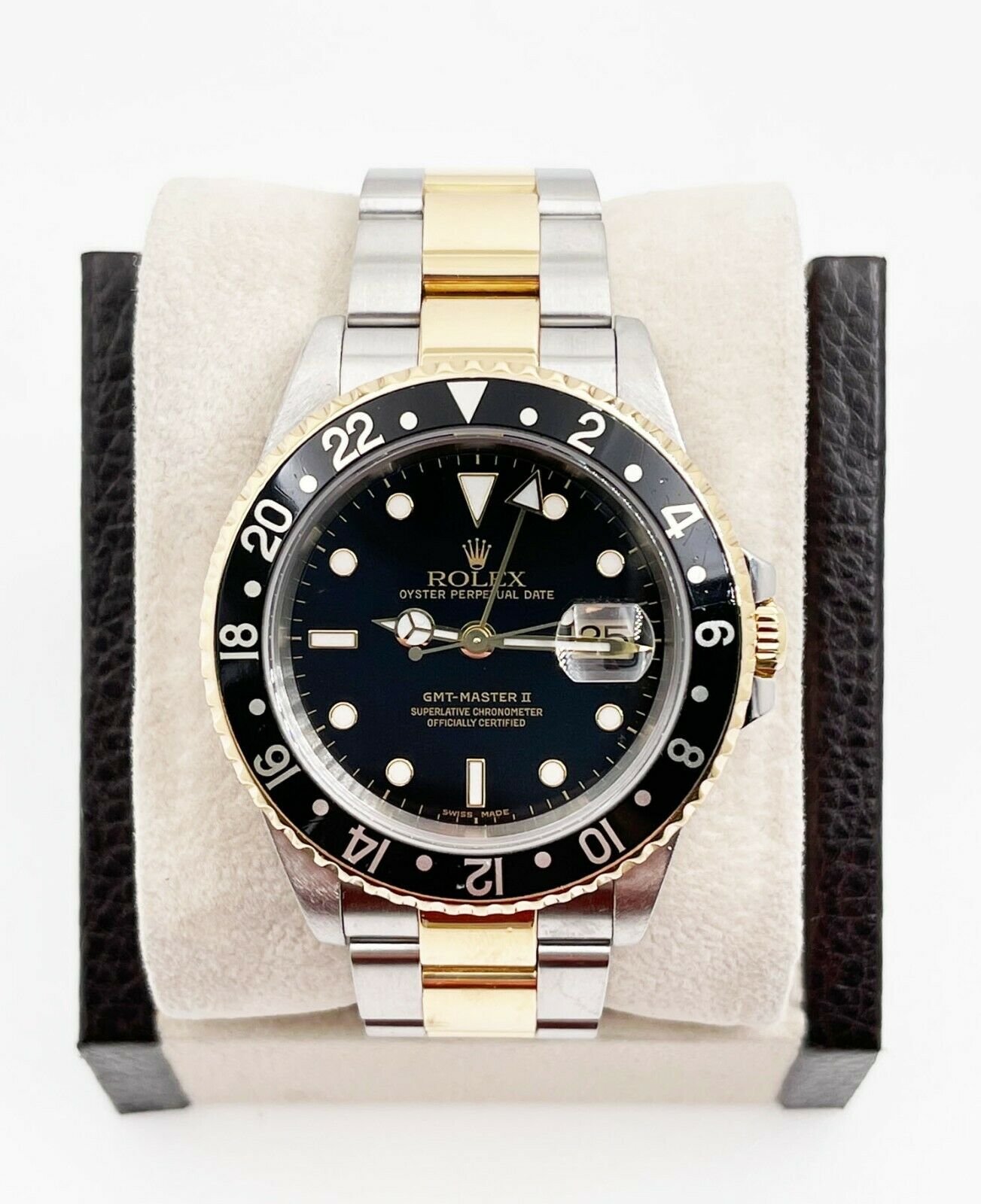 Rolex  GMT Master II Black Dial 18K Yellow Gold Stainless Steel