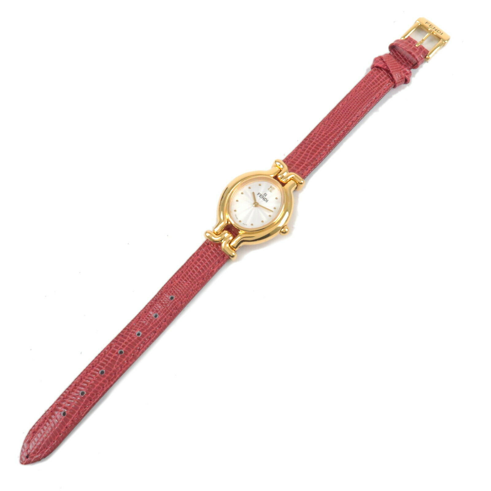 Auth FENDI Chameleon Watch Ladies Changeable Leather Belt Quartz