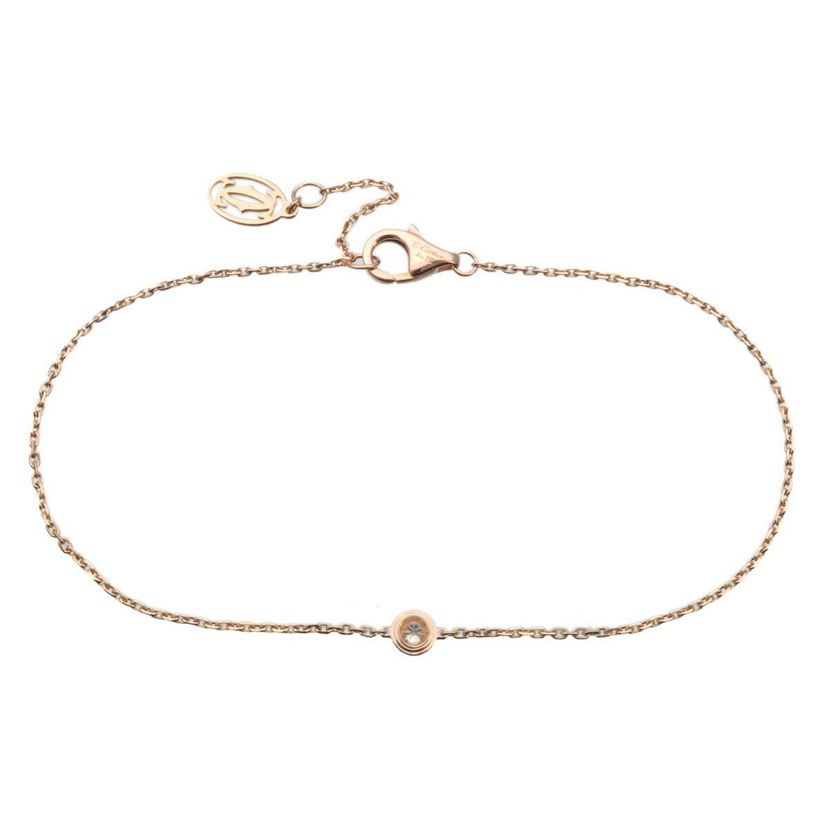 Auth Cartier Diamants Légers XS 1P Diamond Bracelet 0.04ct Rose Gold Used F/S