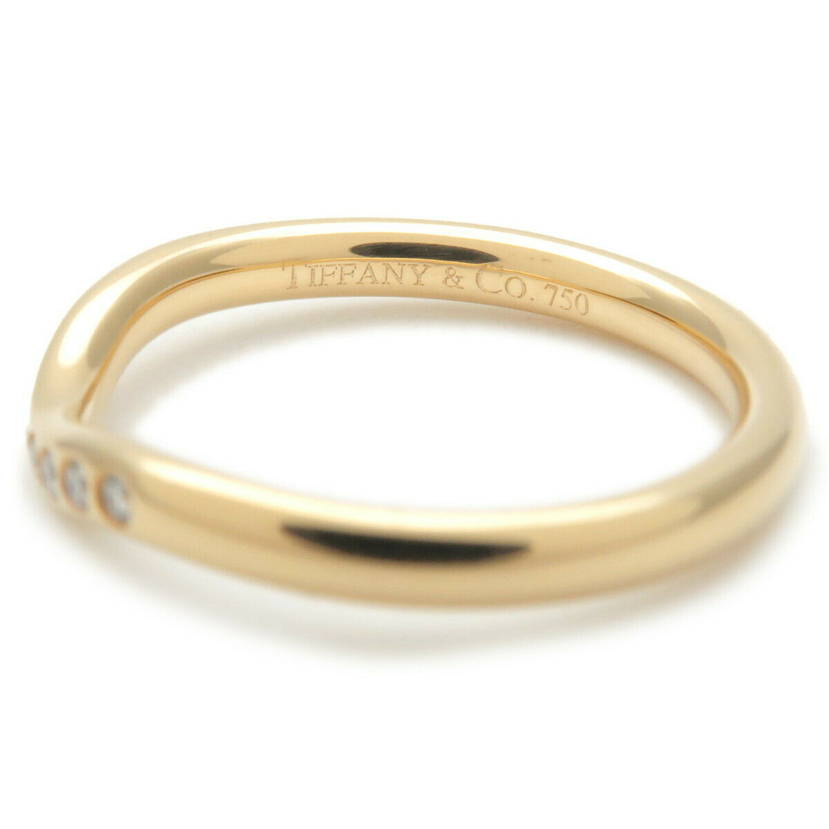 Auth TiffanyCo. Curved Band Ring 9P Diamond Yellow Gold US4-4.5 EU48 Used F/S