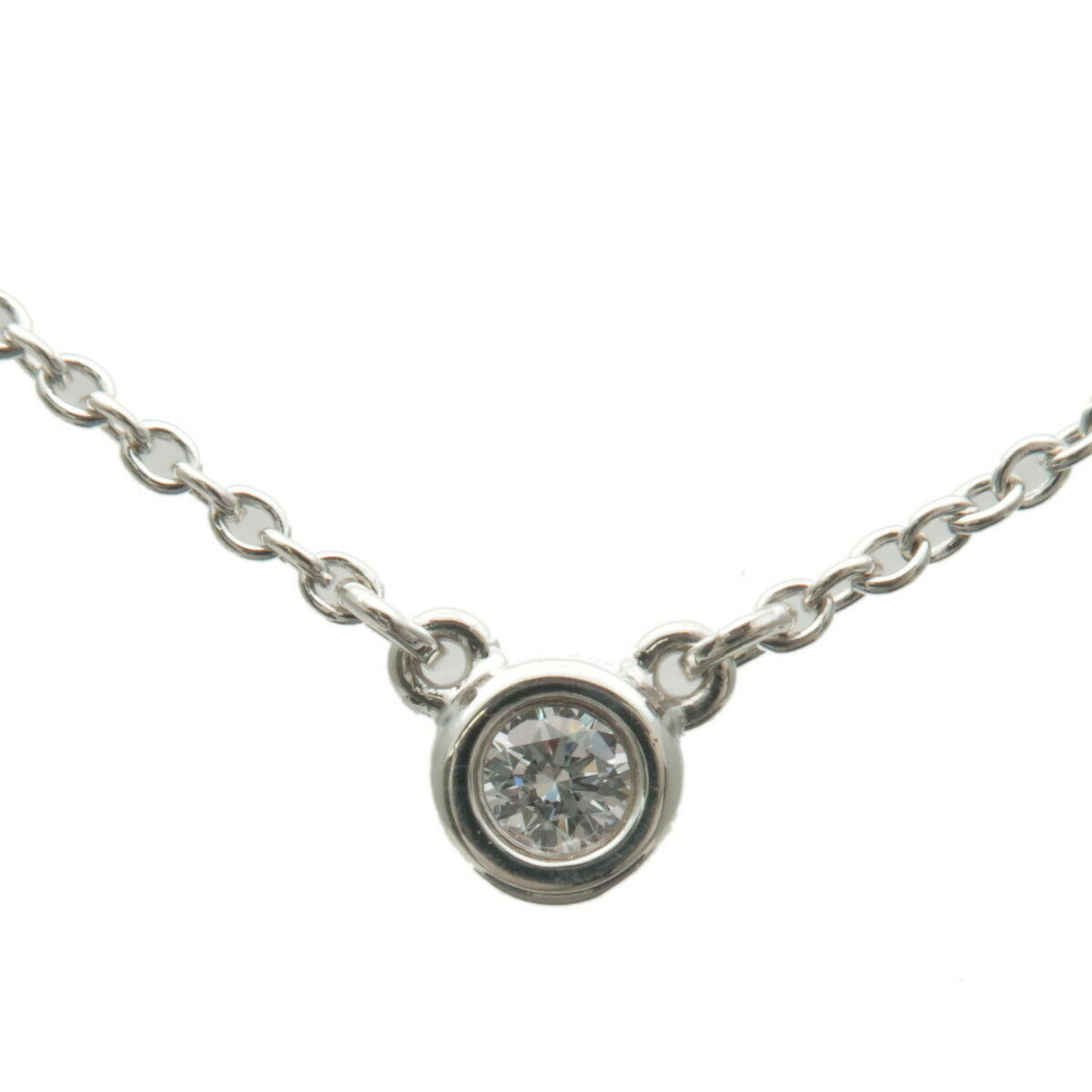 Auth TiffanyCo. By the Yard 1P Diamond Necklace 0.05ct SV925 Silver Used F/S