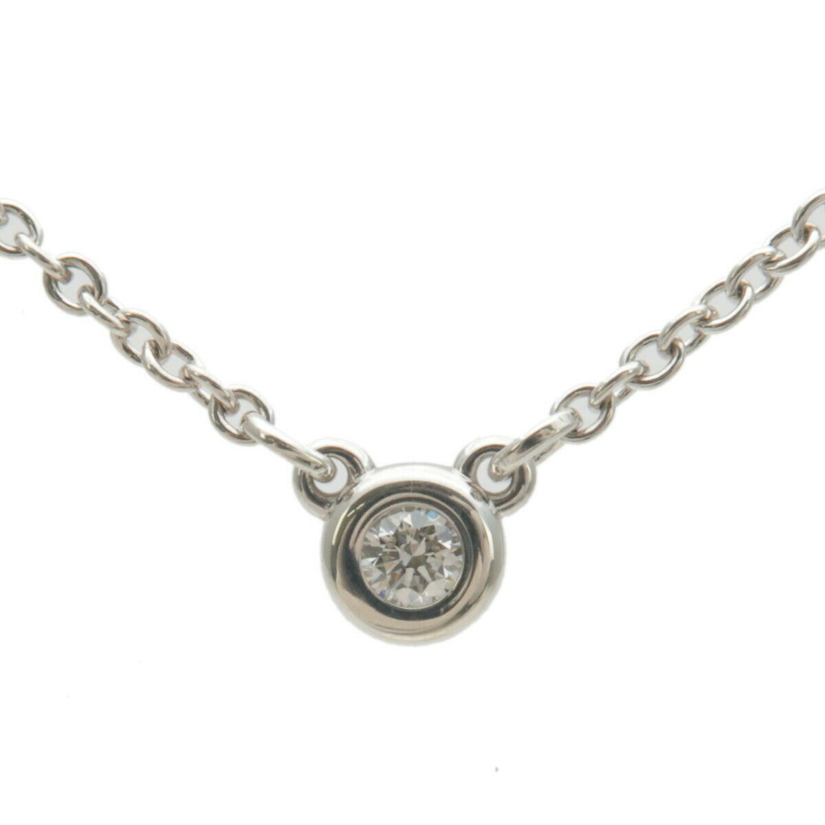 Auth TiffanyCo. By the Yard 1P Diamond Necklace 0.03ct SV925 Silver Used F/S