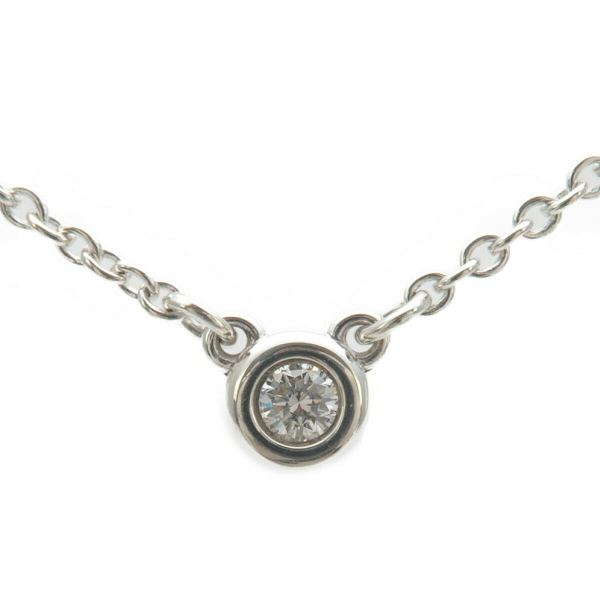 Auth TiffanyCo. By the Yard 1P Diamond Necklace 0.03ct SV925 Silver Used F/S
