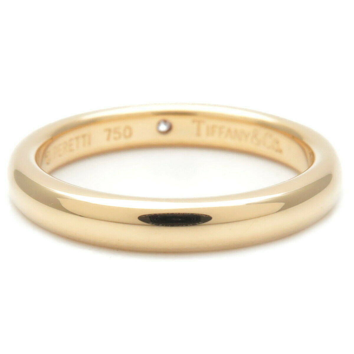 Auth TiffanyCo. Stacking Band Ring 1P Diamond Yellow Gold US4.5 EU48 Used F/S