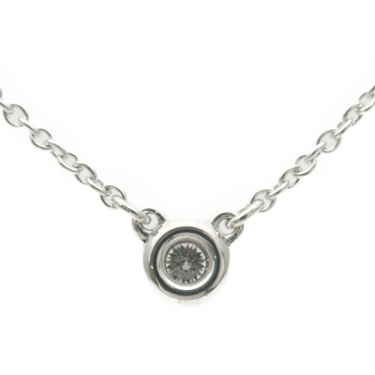Auth TiffanyCo. By the Yard 1P Diamond Necklace 0.05ct SV925 Silver Used F/S