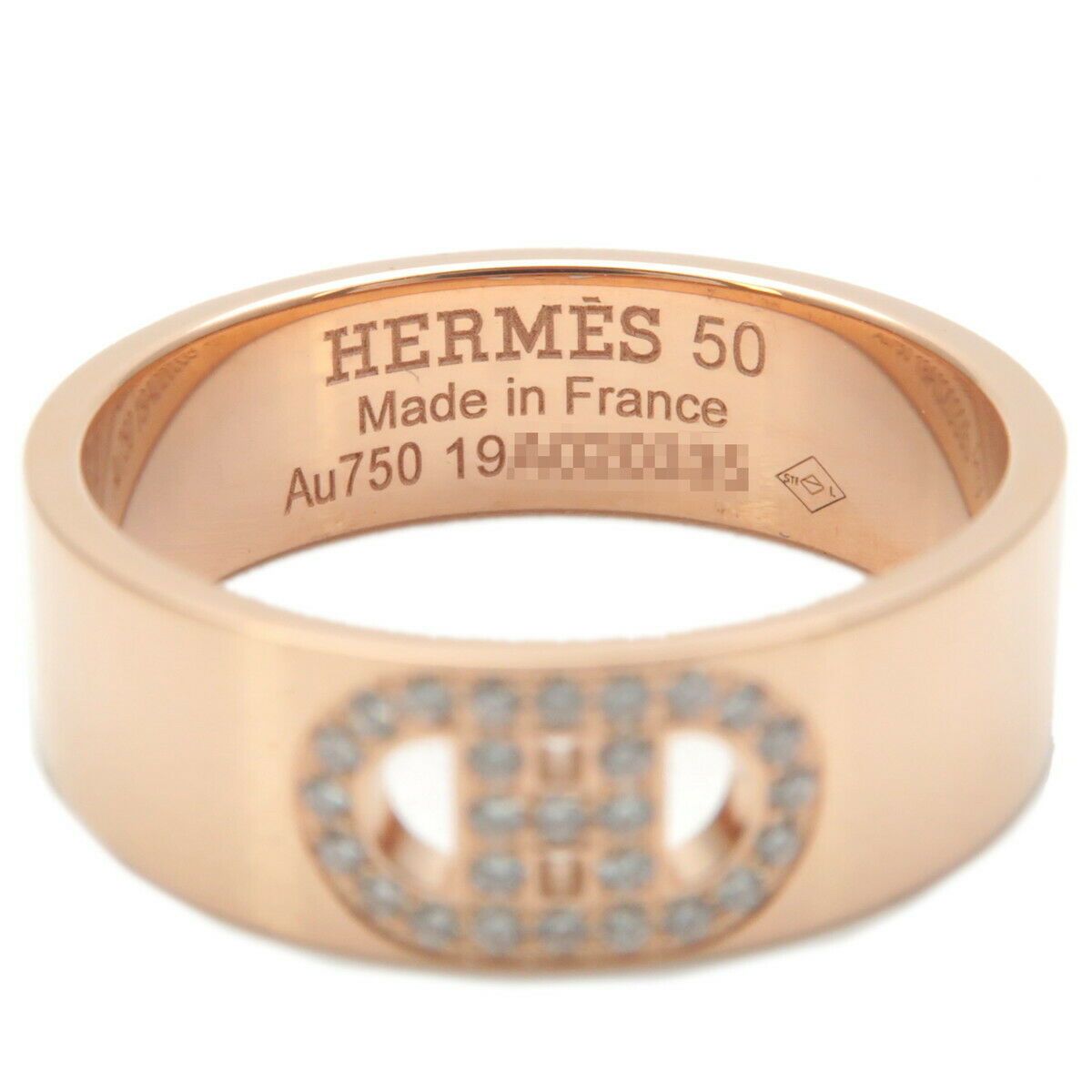 Authentic HERMES H Dunkle Diamond Ring K18PG Rose Gold #50 US5-5.5 EU50 Used F/S