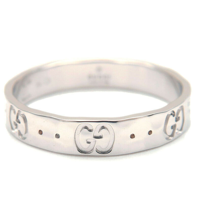 Authentic GUCCI ICON Ring K18 750WG White Gold #22 US10 HK22 EU62 Used F/S