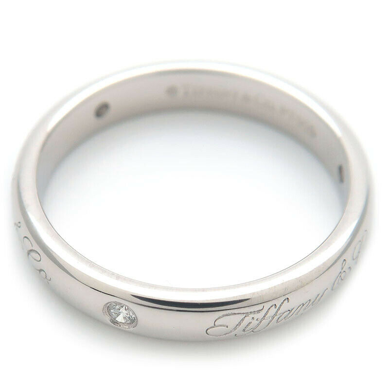 Authentic Tiffany  Co. Notes Lucida 3P Diamond Ring Platinum US4.5 Used F/S
