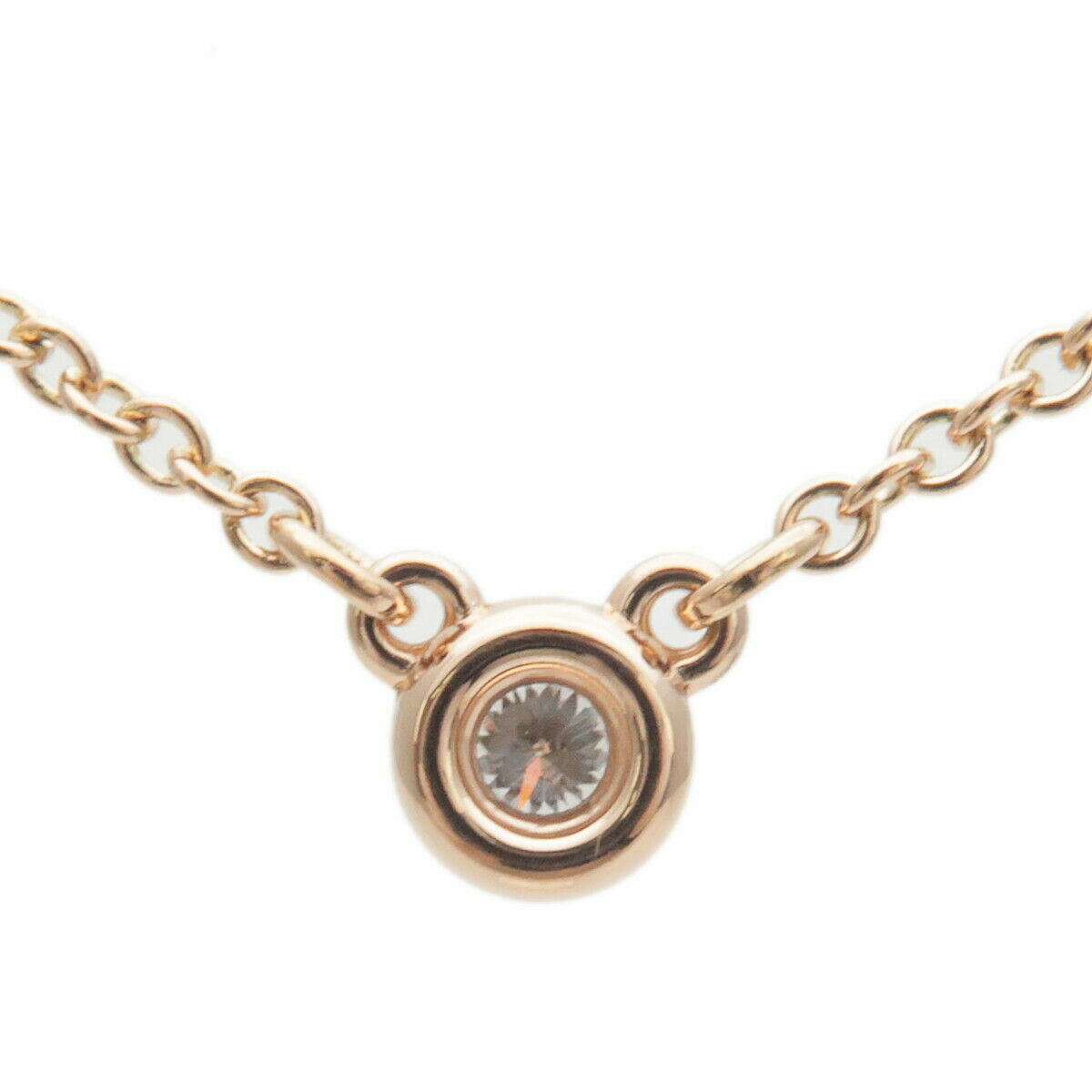 Authentic TiffanyCo. By the Yard 1P Diamond Necklace 0.03ct Rose Gold Used F/S