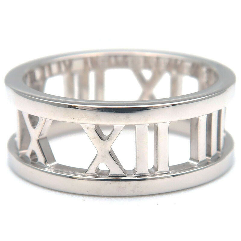 Authentic TiffanyCo. Atlas Open Ring K18 White Gold US4.5 HK9.5 EU48 Used F/S