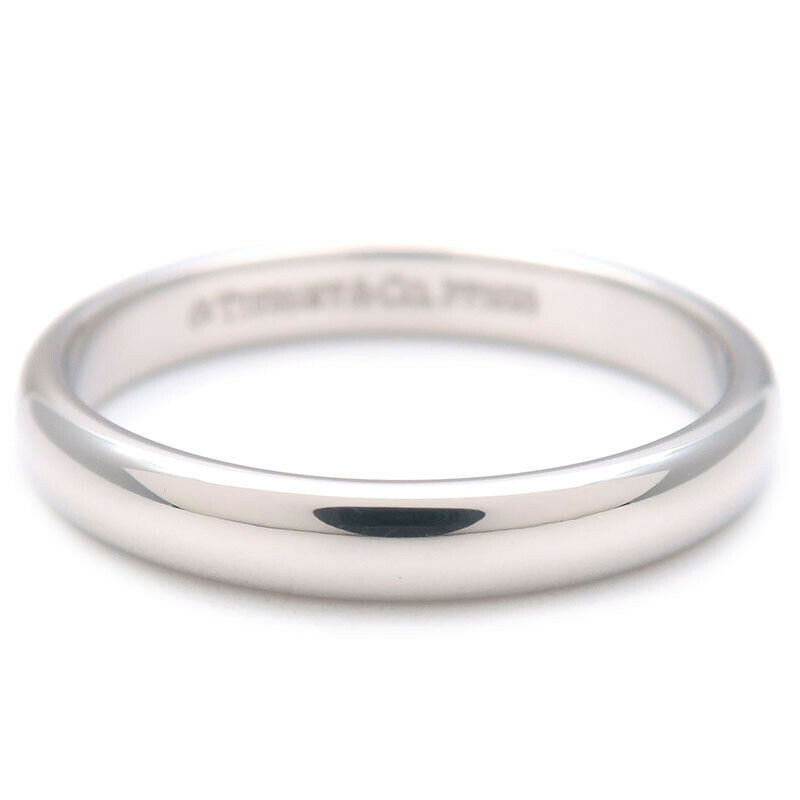 Authentic TiffanyCo. Classic Band Ring Platinum US7-7.5 HK16 EU55.5 Used F/S