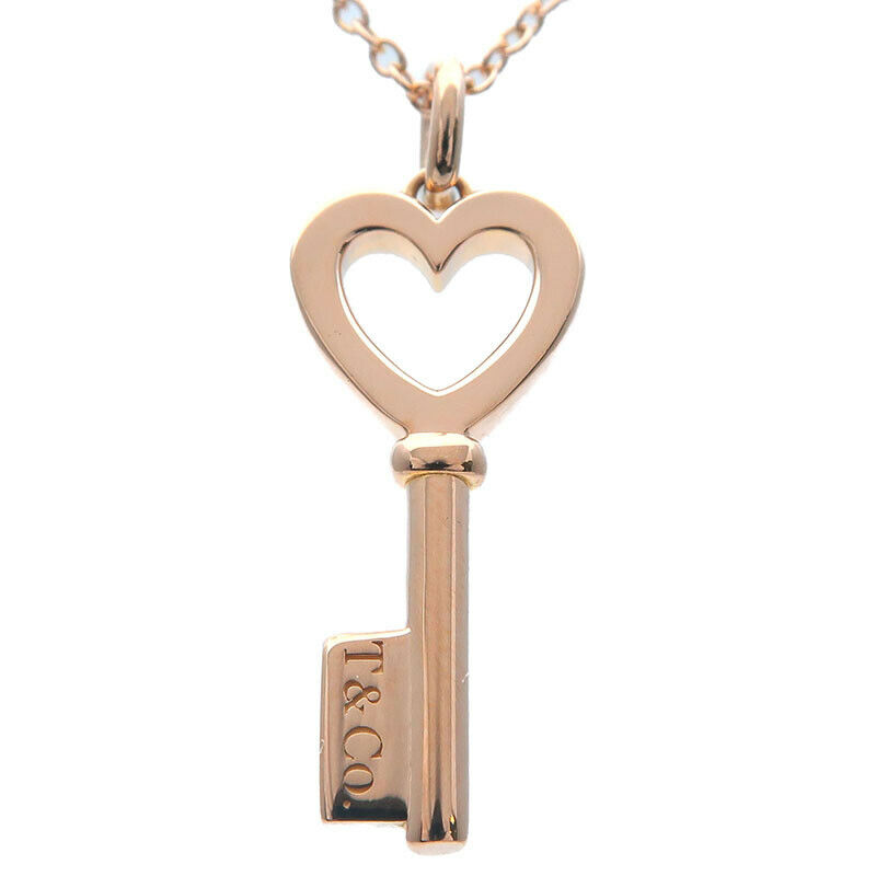 Authentic TiffanyCo. Heart Key Mini Necklace K18 750 Rose Gold Used F/S
