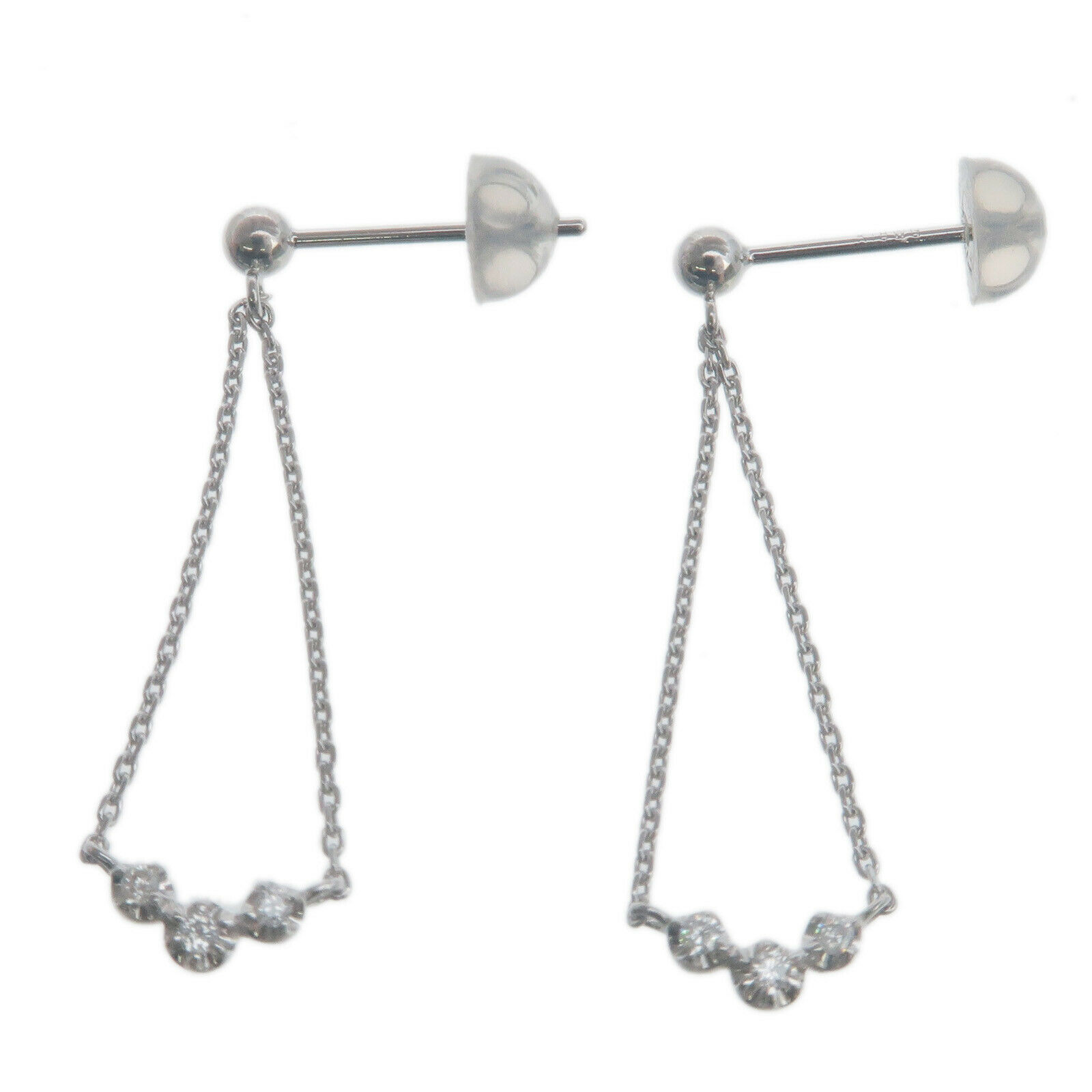 Authentic VENDOME AOYAMA 3P×2 Diamond Earrings K18WG White Gold Used F/S