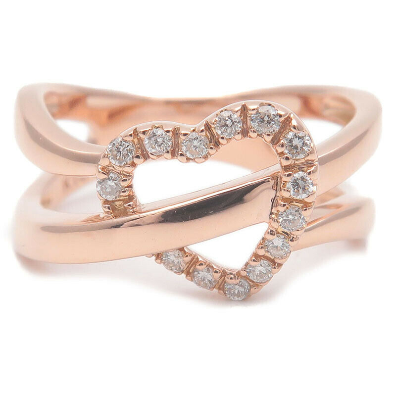 Authentic VENDOME AOYAMA Heart Diamond Ring 0.11ct Rose Gold US5 EU49.5 Used F/S