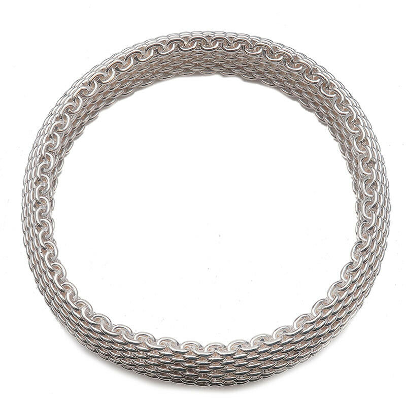 Authentic TiffanyCo. Somerset Mesh Bangle Bracelet SV925 Silver Used F/S