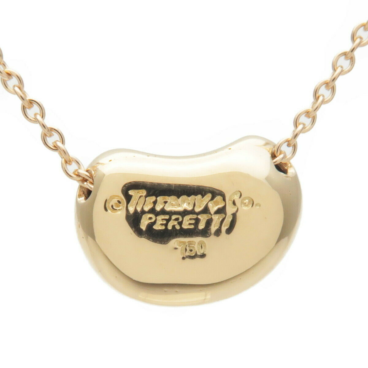 Authentic TiffanyCo. Mini Bean Necklace Pendant K18 750YG Yellow Gold Used F/S