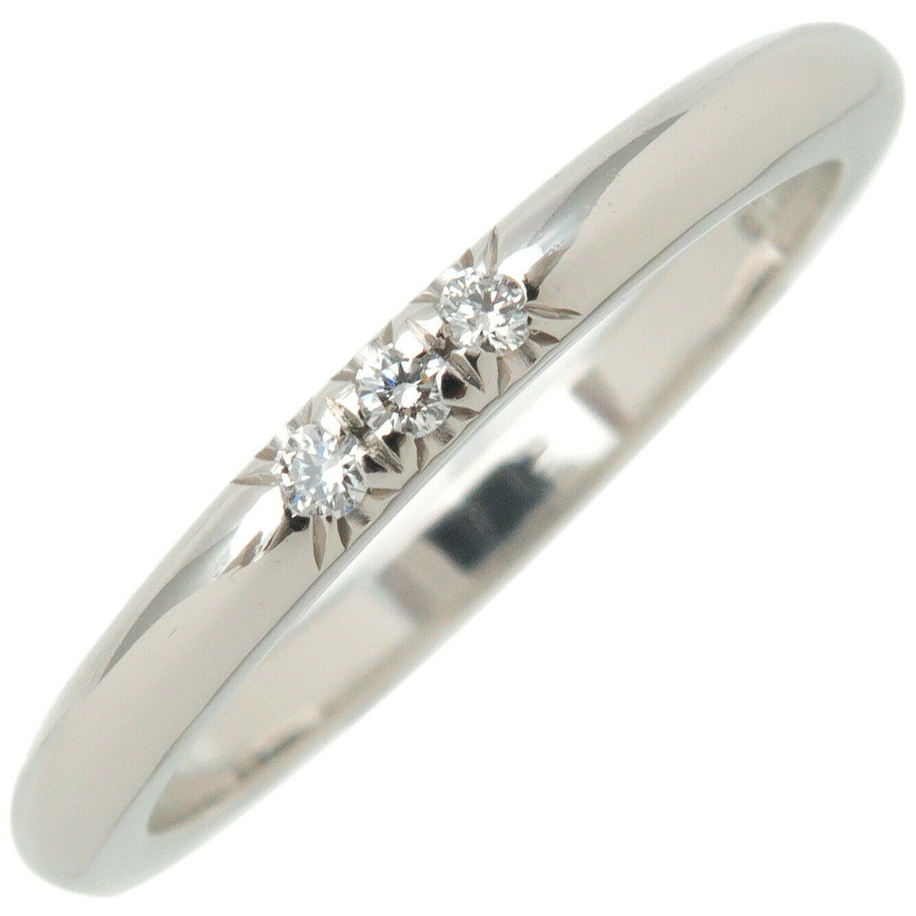 Authentic TiffanyCo. Classic Band 3P Diamond Ring PT950 US4-4.5 EU47 Used F/S